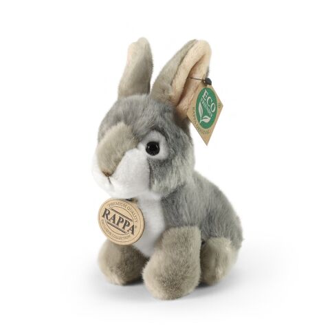 Rappa Plush rabbit grey sitting 16 cm ECO-FRIENDLY